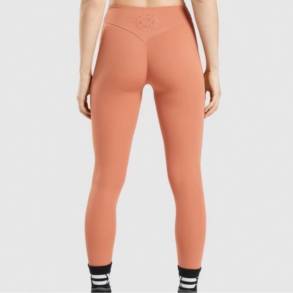Gymshark Earth Orange Kendra Kathryn 7/8 Seamless Leggings Back Ruching - Picture 2 of 5